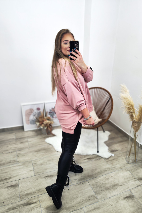 Różowa oversizowa bluza o kroju nietoperza Chiara