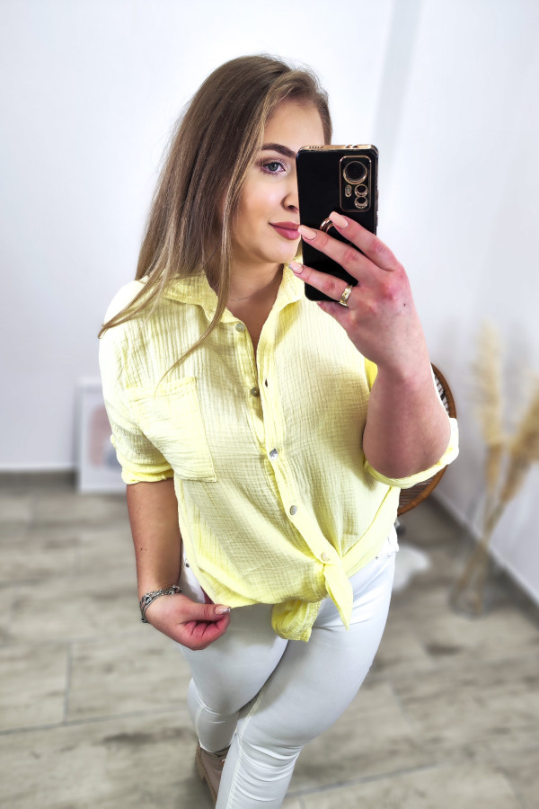 Muślinowa żółta koszula oversize Ava