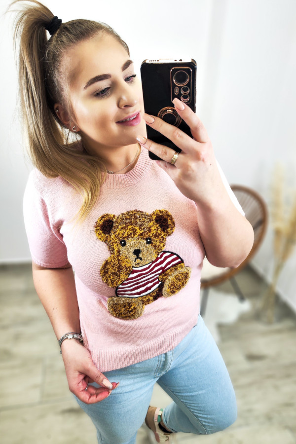 Różowy sweterek z misiem Too Cute 1