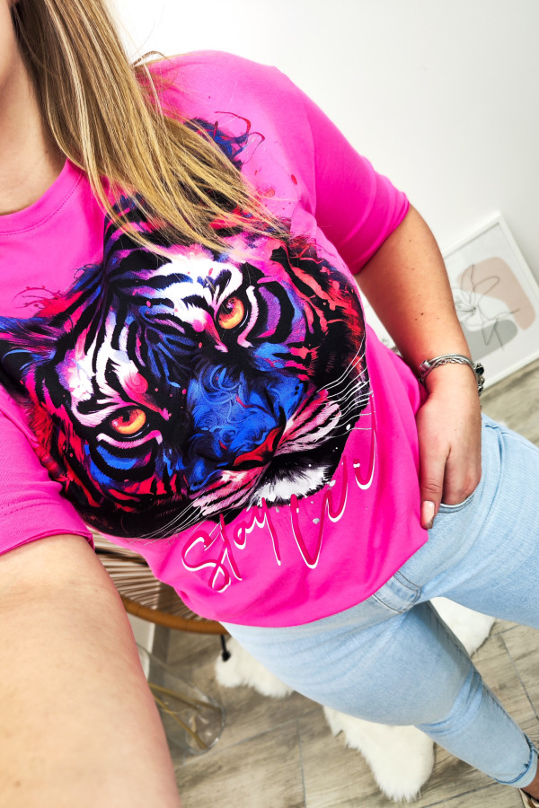 Różowy T-shirt z tygrysem Tiger Pink 3