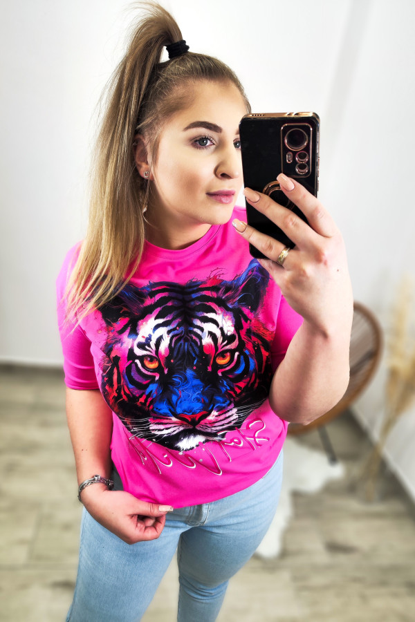 Różowy T-shirt z tygrysem Tiger Pink 4