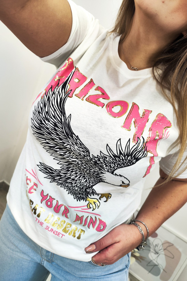 Biały T-shirt z orłem Arizona