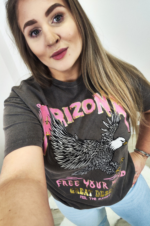 Grafitowy T-shirt z orłem Arizona