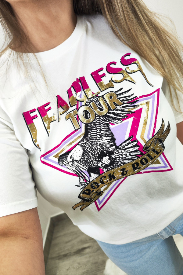 Biały T-shirt z gwiazdką Fearless Tour 1