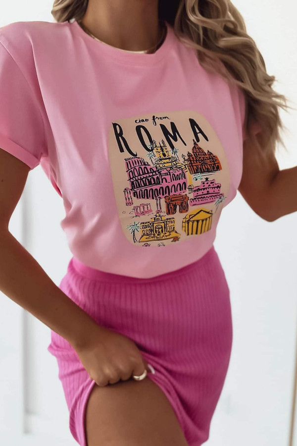 T-shirt cukierkowy z nadrukiem Roma
