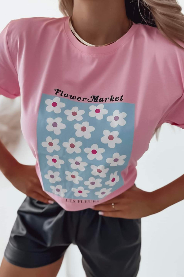 T-shirt cukierkowy z stokrotkami Flower