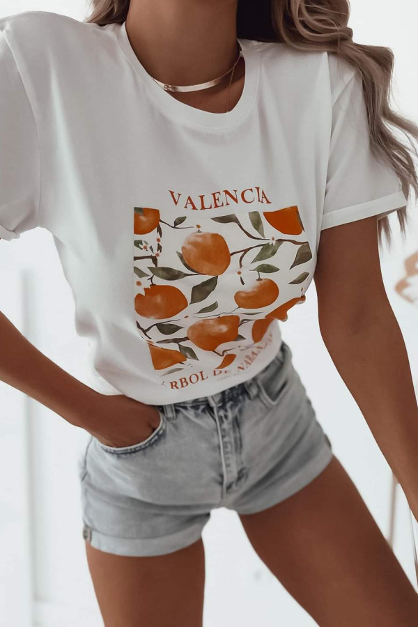 T-shirt kremowy z pomarańczami Valencia