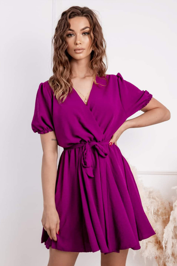 Sukienka fioletowa rozkloszowana na krótki rękaw Cindrella 1