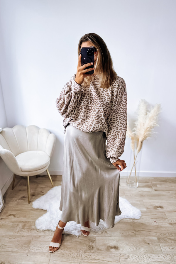 Bluza oversize kremowa w beżową panterkę Daydreams 1