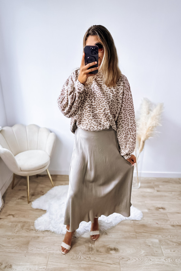 Bluza oversize kremowa w beżową panterkę Daydreams 2