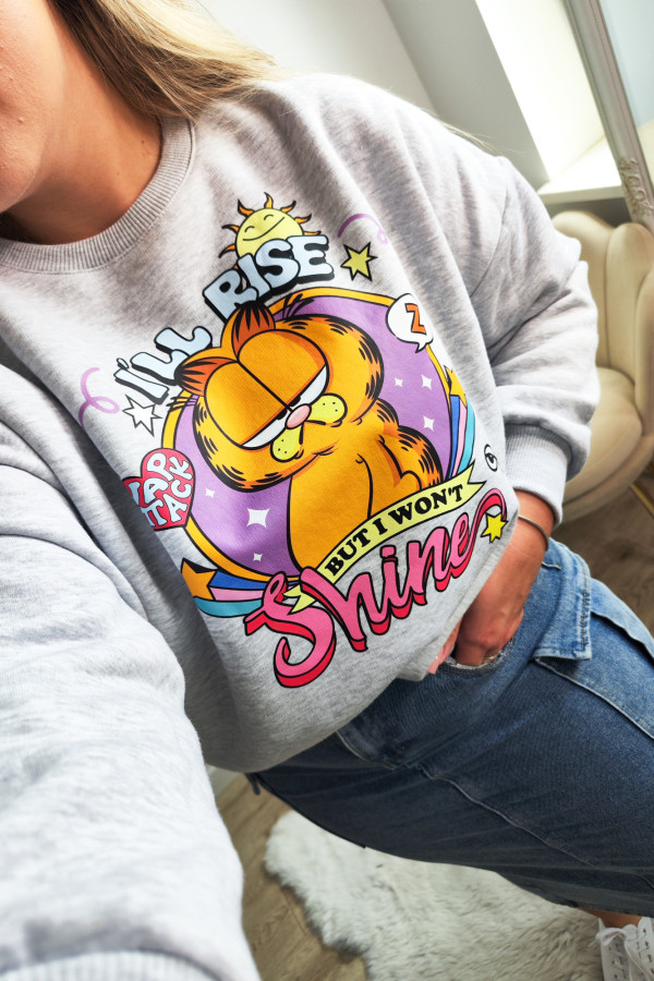 PREORDER Bluza oversize ocieplana z Garfieldem - szara (dostawa 23.10.) 5