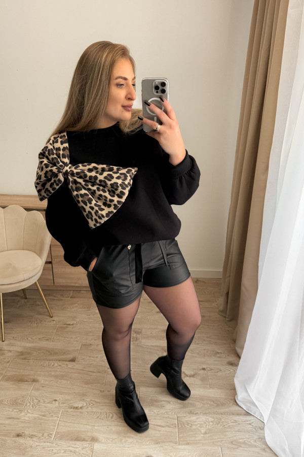 Bluza oversize z panterkową kokardą Panther Bow - czarna 8