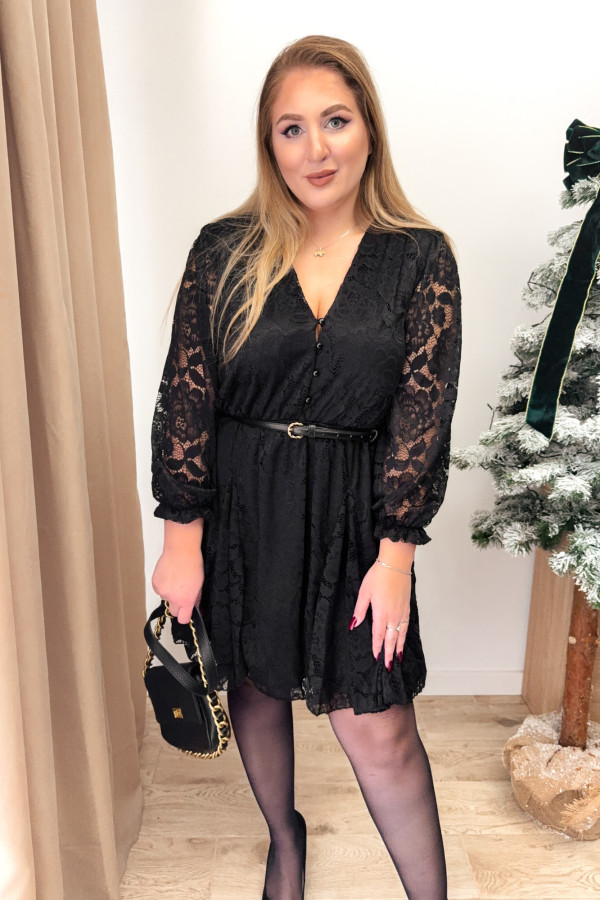 PREORDER Sukienka koronkowa mini plus size Erissa - czarna (wysyłka 22-25.11.) 3