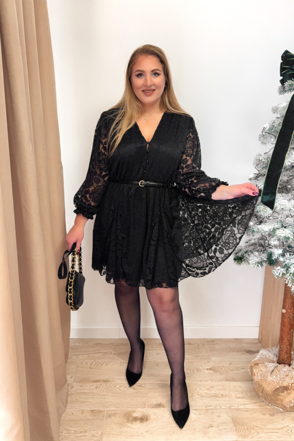 PREORDER Sukienka koronkowa mini plus size Erissa - czarna (wysyłka 22-25.11.) 5