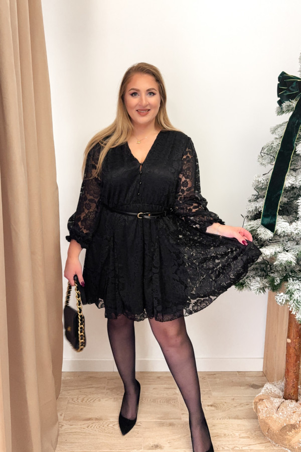 PREORDER Sukienka koronkowa mini plus size Erissa - czarna (wysyłka 22-25.11.) 6