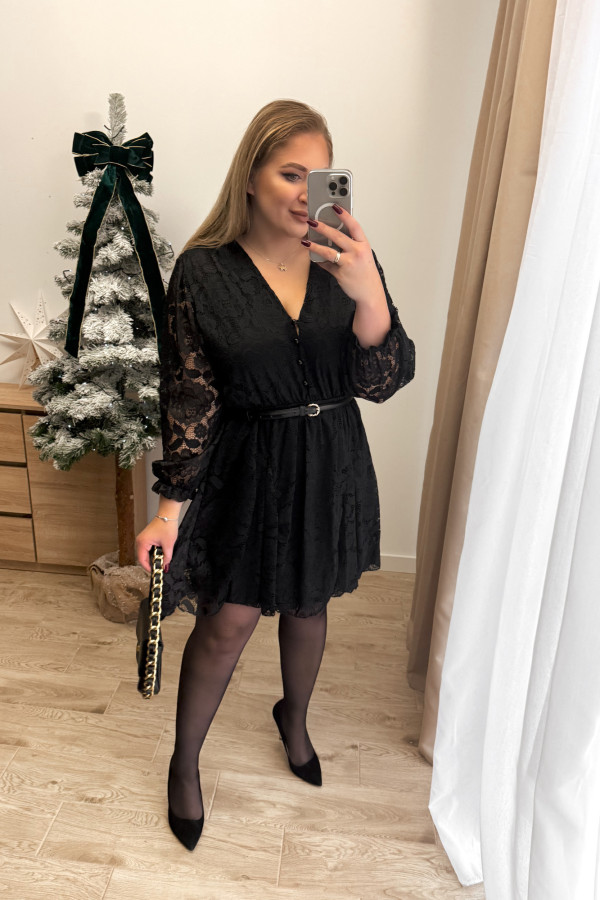 PREORDER Sukienka koronkowa mini plus size Erissa - czarna (wysyłka 22-25.11.) 8