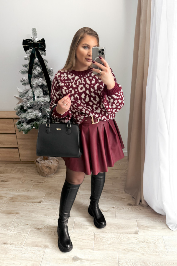 Sweter oversize w panterkę Avana - bordo 3