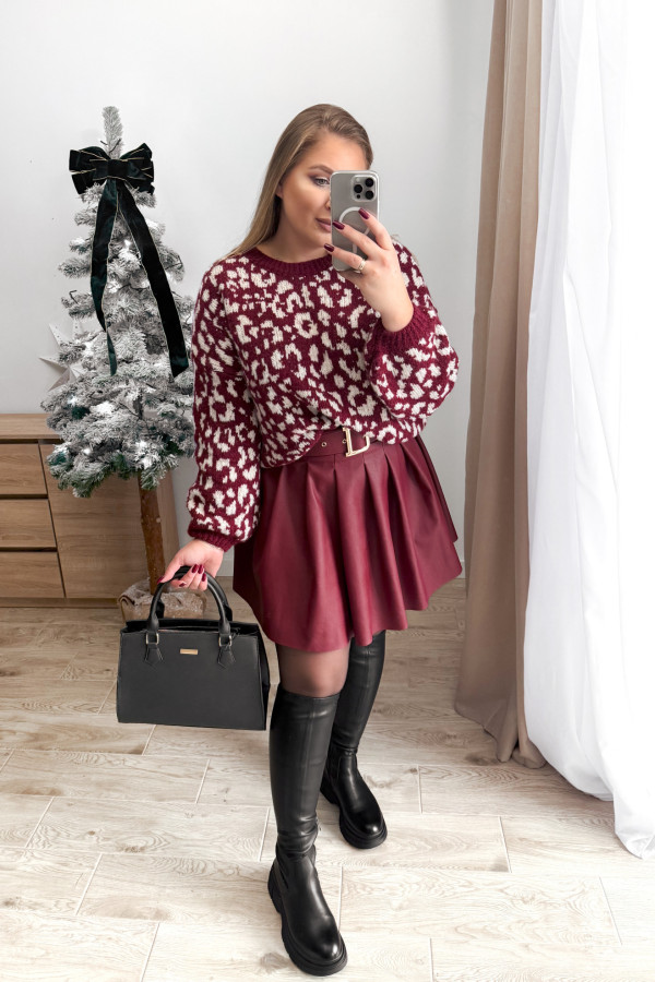 Sweter oversize w panterkę Avana - bordo 1