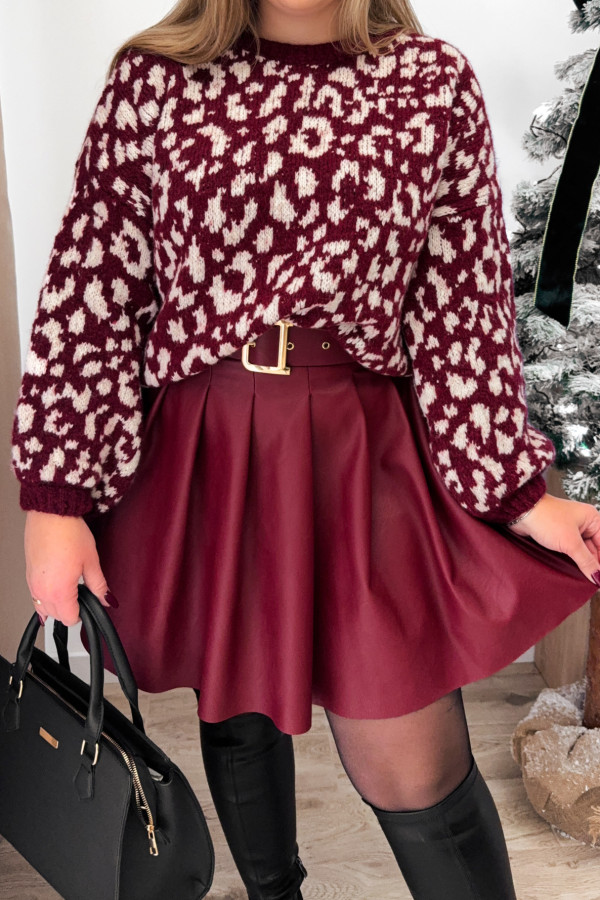 Sweter oversize w panterkę Avana - bordo 2