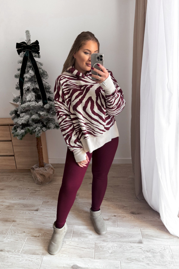 Bluza w zebrę z kapturem oversize Lanoszka