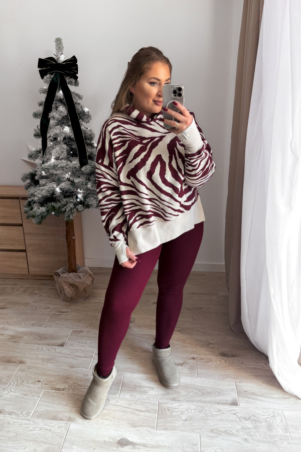 Bluza w zebrę z kapturem oversize Lanoszka 1