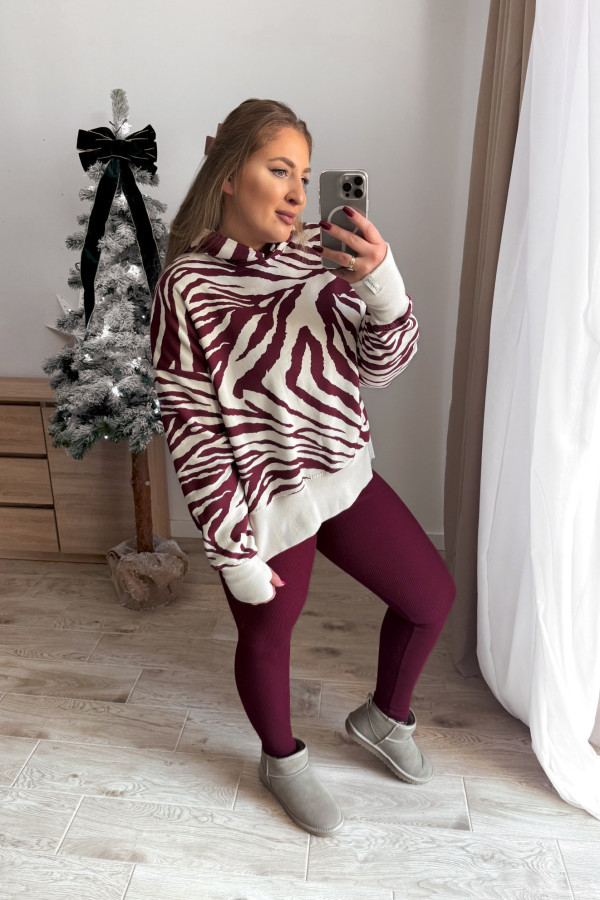 Bluza w zebrę z kapturem oversize Lanoszka 2