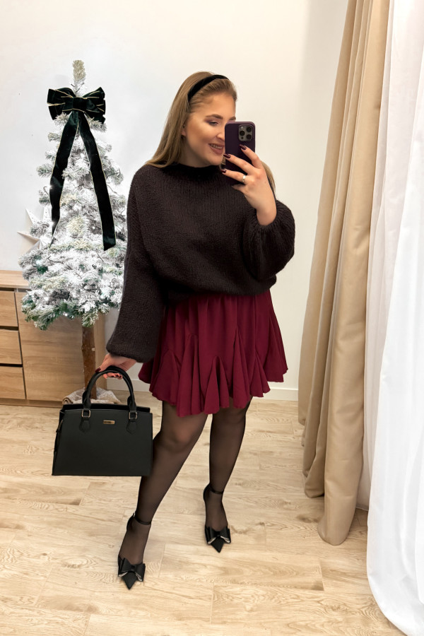 Spódniczka krótka rozkloszowana Cloche - bordo 17