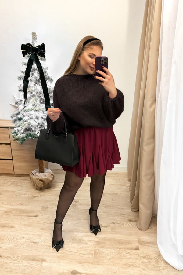 Spódniczka krótka rozkloszowana Cloche - bordo 13