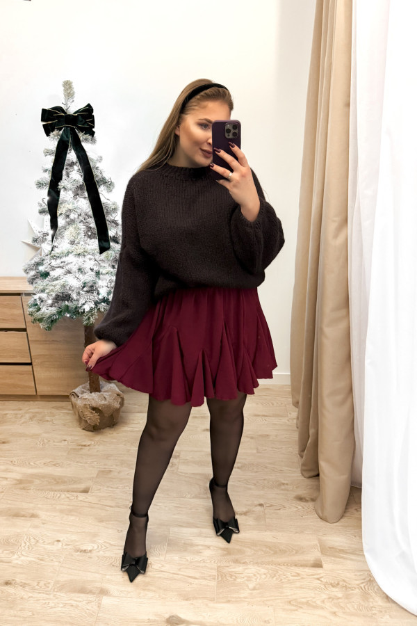 Spódniczka krótka rozkloszowana Cloche - bordo 15