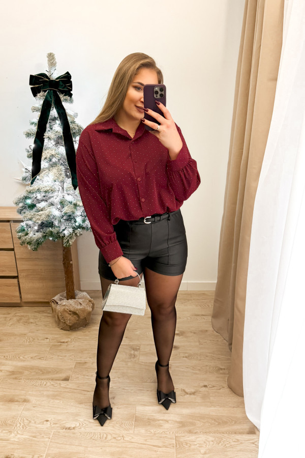 Koszula ze srebrnymi diamencikami Choices plus size - bordo 1