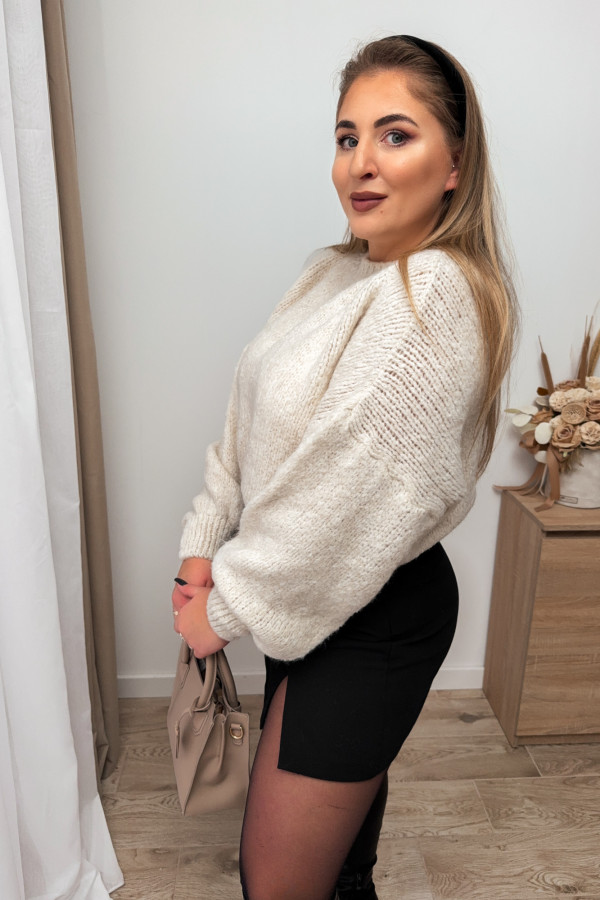 Sweter oversize z wełną i szerokimi rękawami Pippi - beż 3