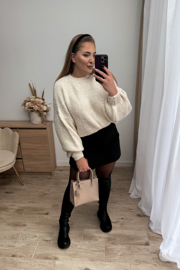 Sweter oversize z wełną i szerokimi rękawami Pippi - beż 5