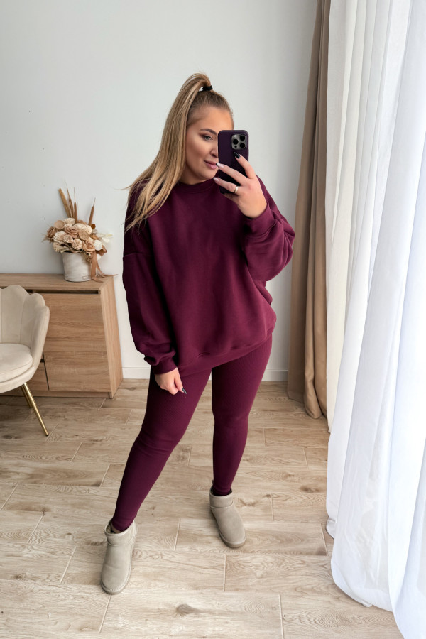 Komplet dresowy bluza oversize + legginsy Comfort - bordo 3