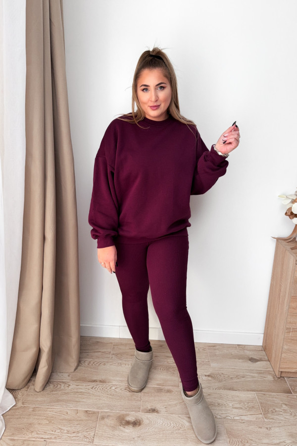 Komplet dresowy bluza oversize + legginsy Comfort - bordo 5