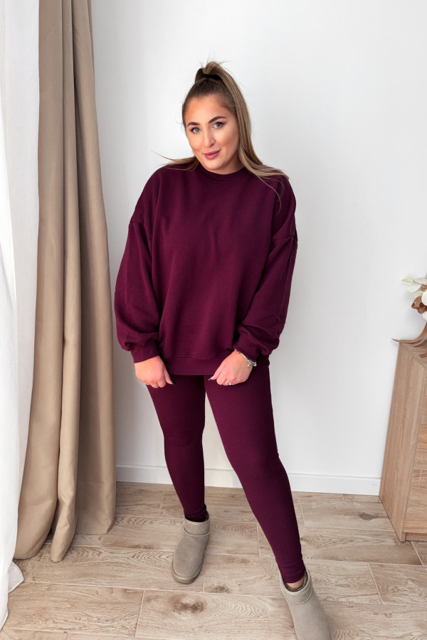 Komplet dresowy bluza oversize + legginsy Comfort - bordo