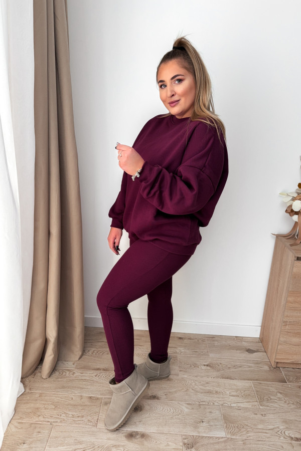 Komplet dresowy bluza oversize + legginsy Comfort - bordo 7