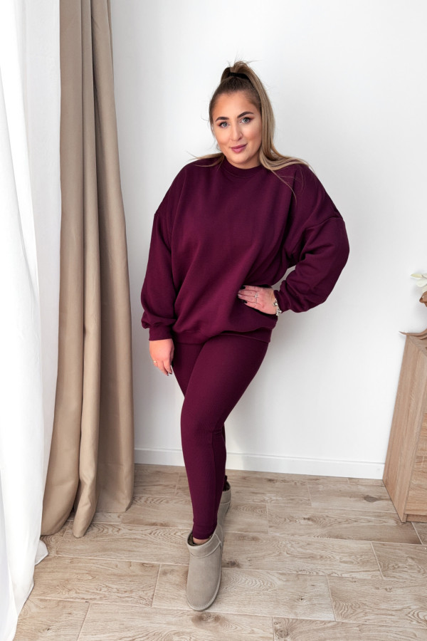 Komplet dresowy bluza oversize + legginsy Comfort - bordo 8