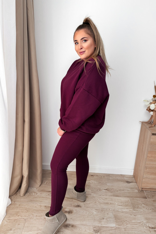 Komplet dresowy bluza oversize + legginsy Comfort - bordo 9