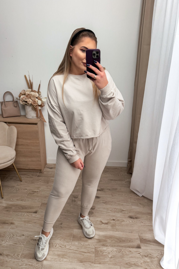 Komplet dresowy bluza oversize + spodnie dresowe Allesi - beż 4