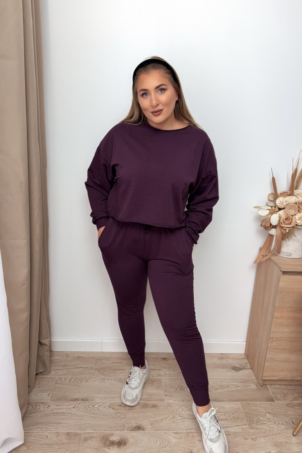 Komplet dresowy bluza oversize + spodnie dresowe Allesi - śliwkowy