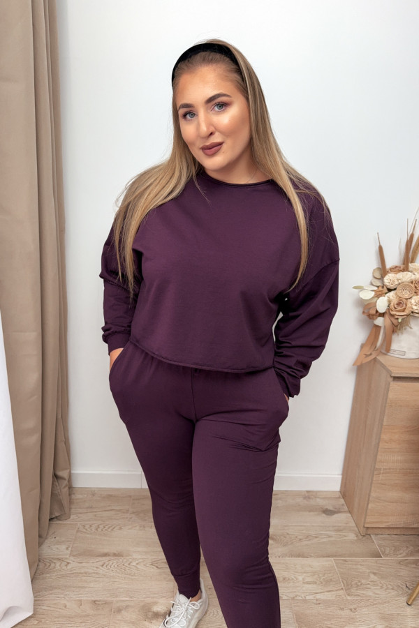 Komplet dresowy bluza oversize + spodnie dresowe Allesi - śliwkowy 5