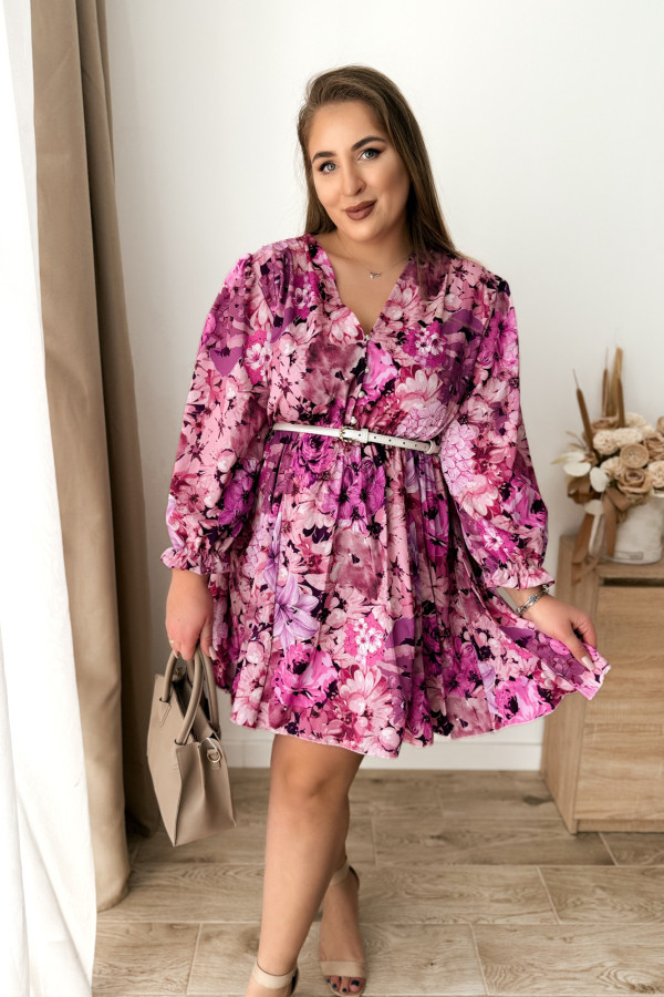 Sukienka krótka plus size w fioletowo-różowe kwiaty Ellie mini 8