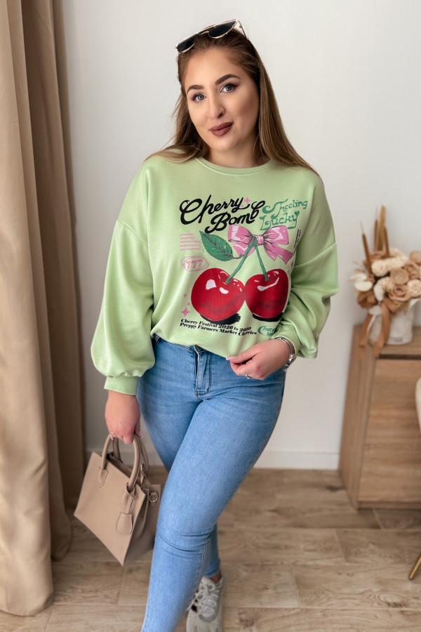 Bluza z wisienkami Mary - zielona
