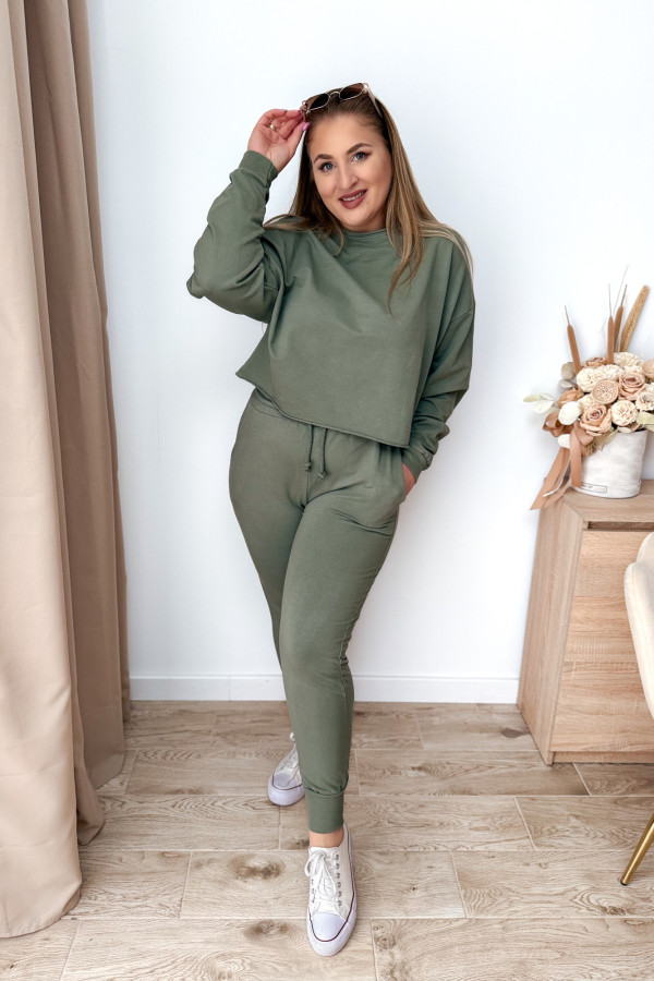 Komplet dresowy bluza oversize + spodnie dresowe Allesi - oliwka 6