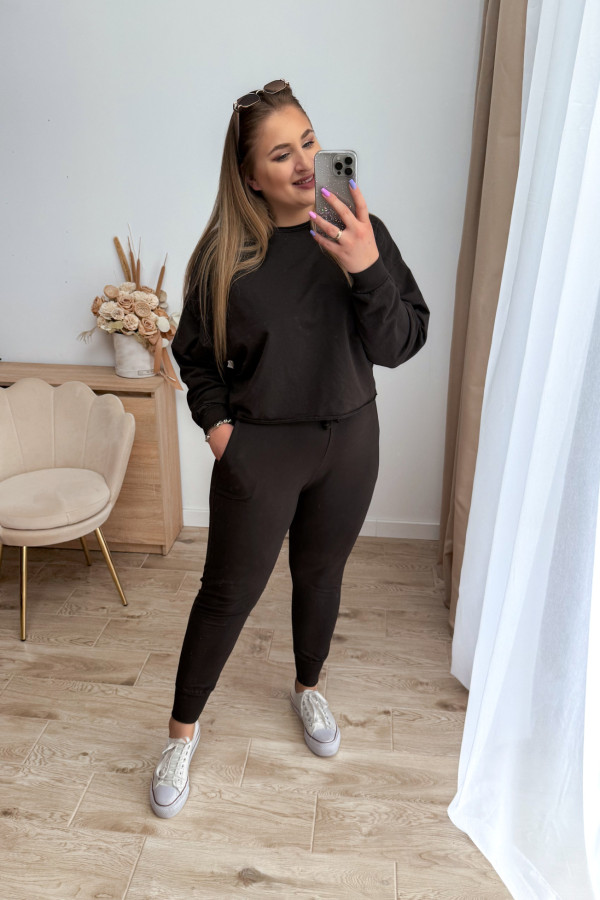Komplet dresowy bluza oversize + spodnie dresowe Allesi - czekolada 1