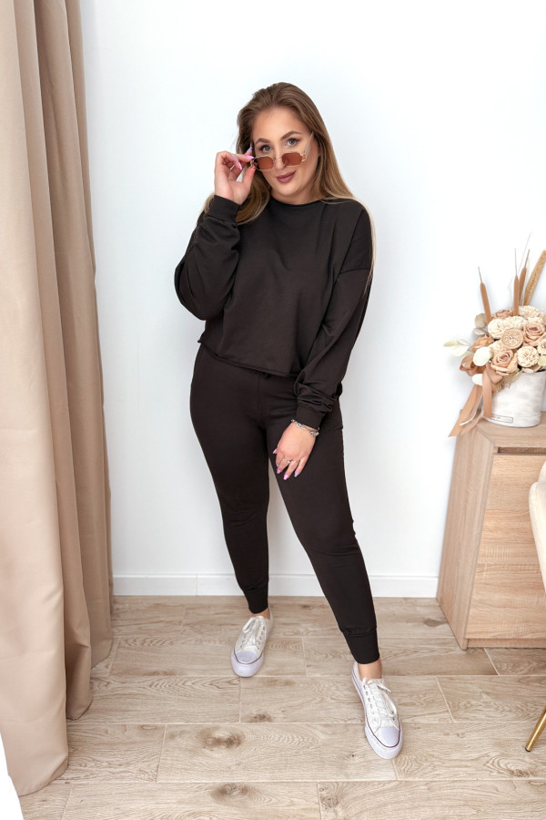Komplet dresowy bluza oversize + spodnie dresowe Allesi - czekolada 4