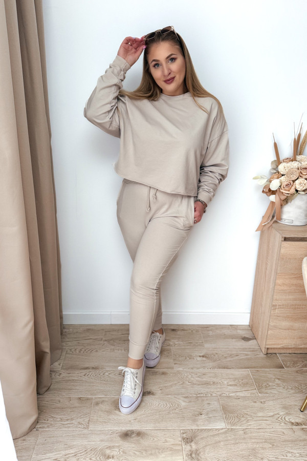 Komplet dresowy bluza oversize + spodnie dresowe Allesi - beż 12