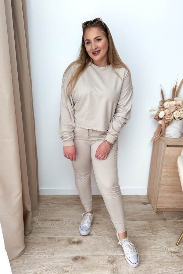 Komplet dresowy bluza oversize + spodnie dresowe Allesi - beż