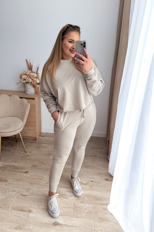 Komplet dresowy bluza oversize + spodnie dresowe Allesi - beż 4