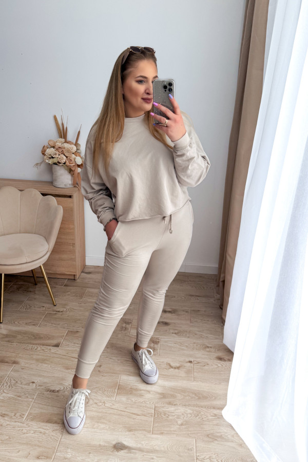 Komplet dresowy bluza oversize + spodnie dresowe Allesi - beż 3